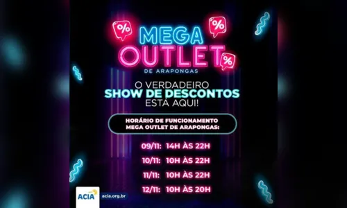 
						
							MegaOutlet de Arapongas começa nesta quinta-feira no Expoara
						
						