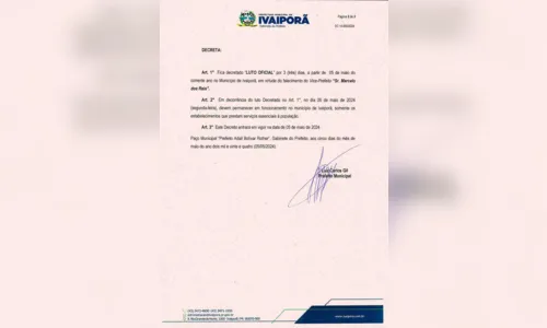
						
							Ivaiporã decreta luto oficial pela morte do vice-prefeito Marcelo Reis
						
						