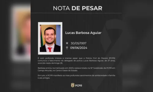 
						
							Delegado da Polícia Civil morre aos 27 anos em hospital de Maringá
						
						