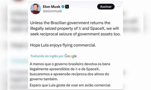 
						
							Após suspensão do X, Musk ameaça Lula: 