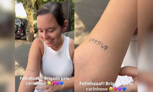 
						
							Virginia Fonseca reage à tatuagem feita por fã em sua homenagem
						
						