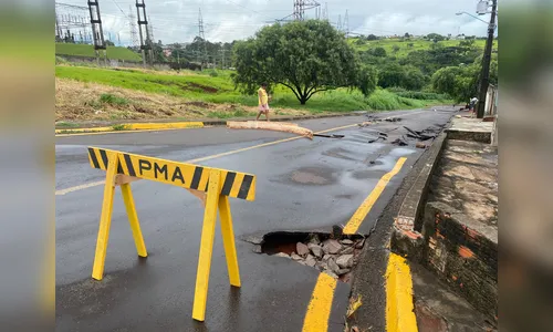 
						
							Chuva forte danifica asfalto e derruba muro de escola em Apucarana
						
						