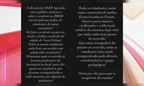 
						
							Ônibus de acidente que matou família levava alunos de colégio agrícola
						
						