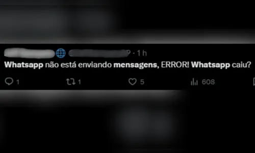 
						
							WhatsApp não envia mensagem: usuários relatam problemas neste sábado
						
						