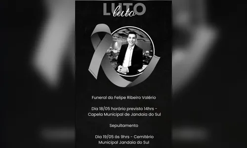 
							Empresário Felipe Valério será velado e sepultado em Jandaia do Sul
						
						
