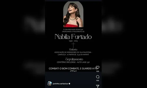 
						
							Morre miss e ex-primeira dama de Cariacica, Nabila Furtado aos 35 anos
						
						