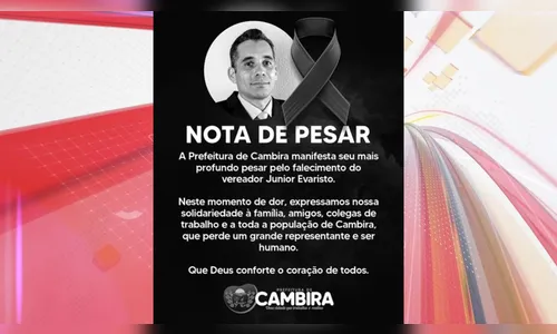 

							Vereador Junior Evaristo morre aos 40 anos em Cambira

						