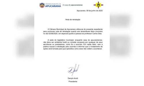 
							Câmara publica nota de retratação após episódio envolvendo professor
						
						