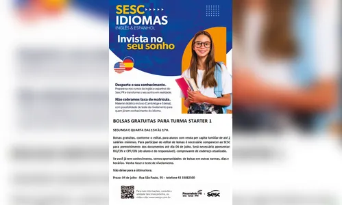 
							Sesc oferece bolsas gratuitas para curso de idiomas em Apucarana
						
						