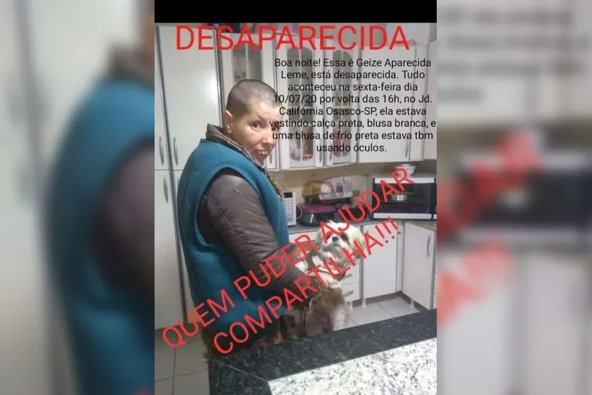 Família procura mulher de Apucarana desaparecida  em São Paulo
