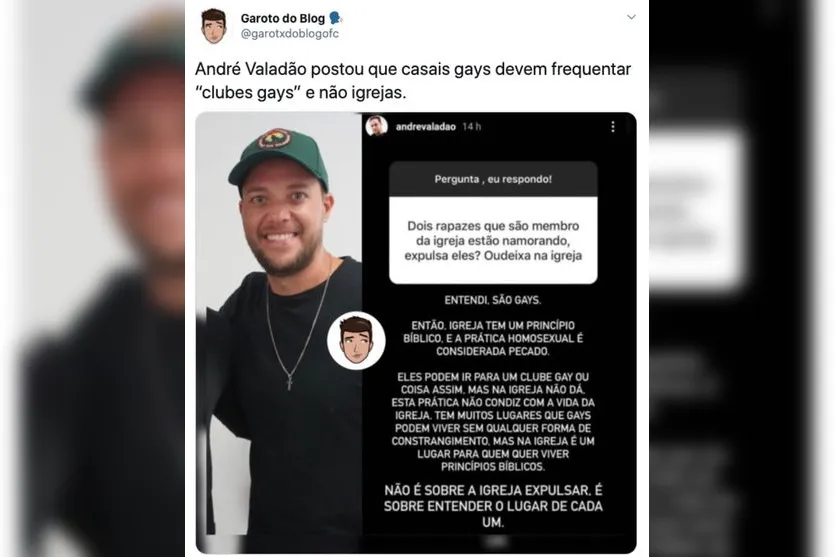 André Valadão revolta internautas ao dizer que 'igreja não é para gays'