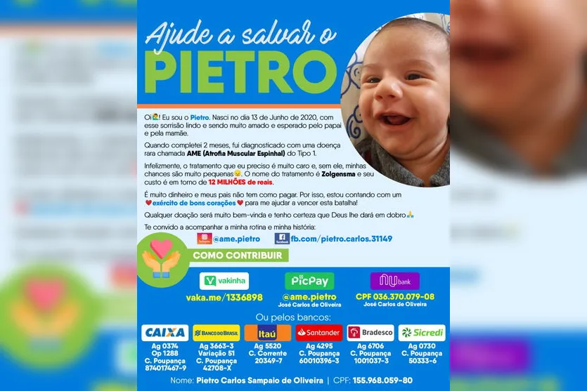 Família de bebê com doença rara faz campanha para comprar remédio de R$12 mi