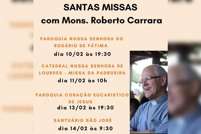 Monsenhor Roberto Carrara celebra missas em Apucarana