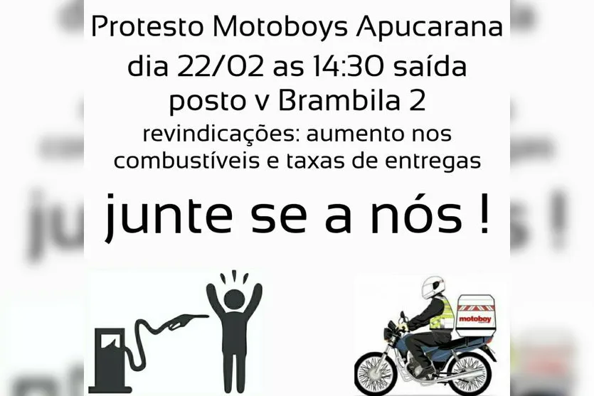 Motoboys organizam manifestação para Apucarana