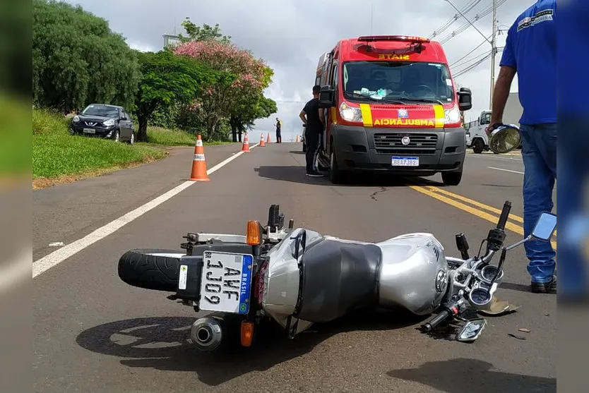 Motociclista fica ferido após acidente em Apucarana; vídeo