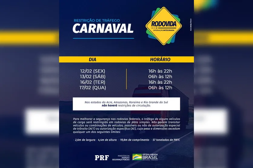 PRF reforça fiscalização no período do carnaval no Paraná