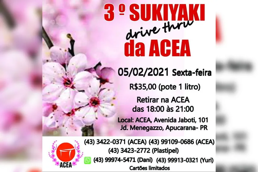 Tradicional sukiyaki da Acea será realizado em fevereiro