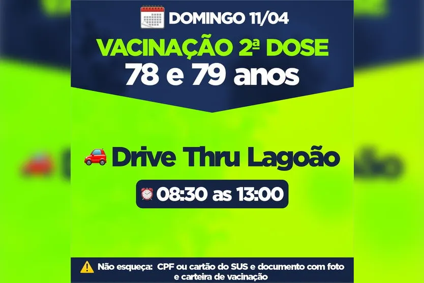 Apucarana vacina idosos de 67 anos nesta sexta