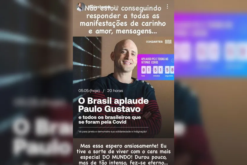 Campanha propõe 'aplausaço' para Paulo Gustavo