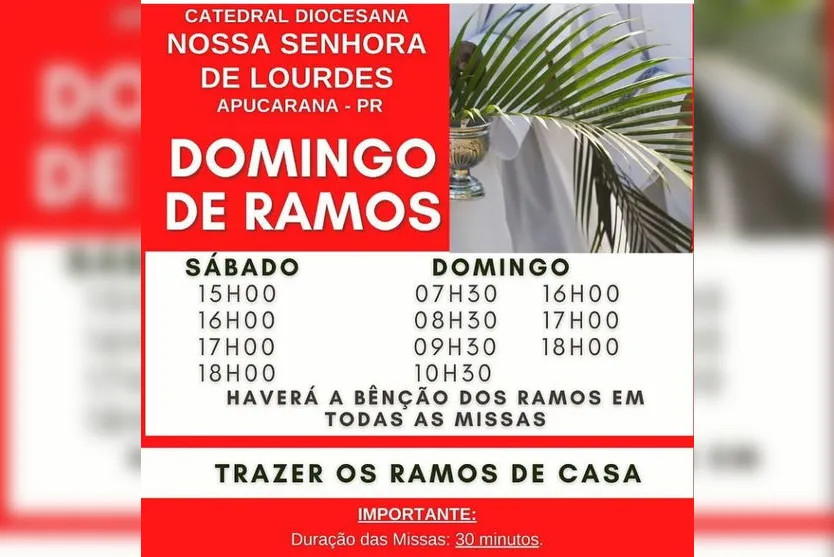 Catedral divulga horários das missas deste final de semana