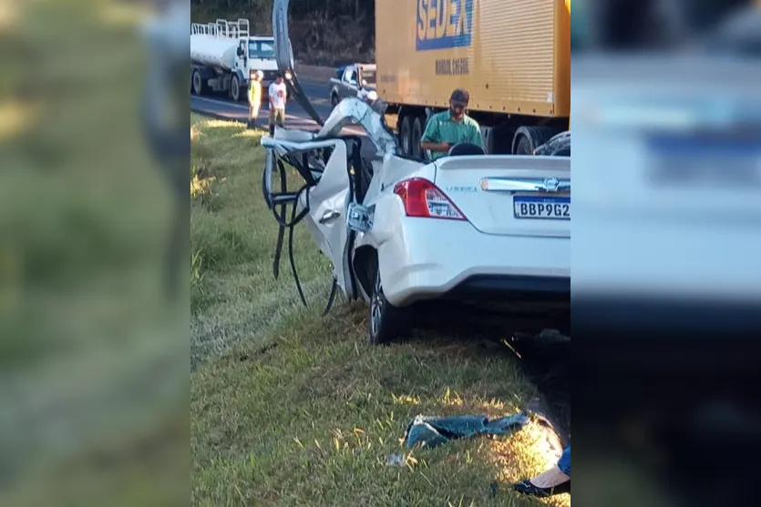 Colisão entre carro e ônibus na BR-376 provoca uma morte