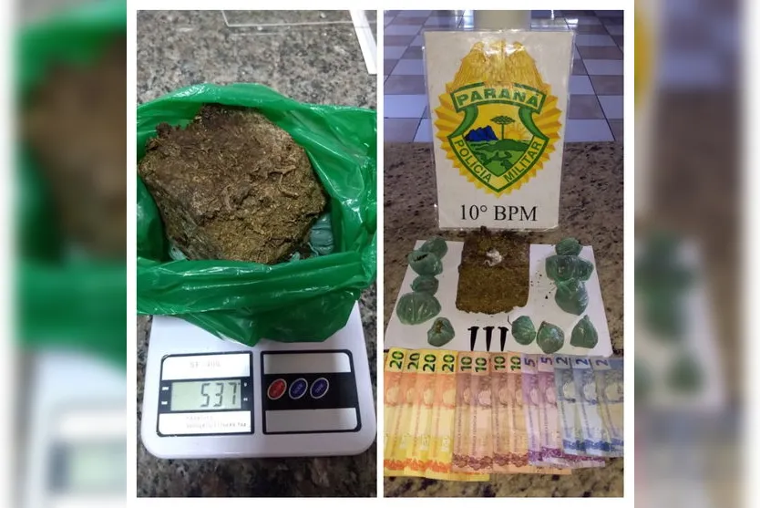 Com apoio de cão de faro, maconha e dinheiro são apreendidos pela PM