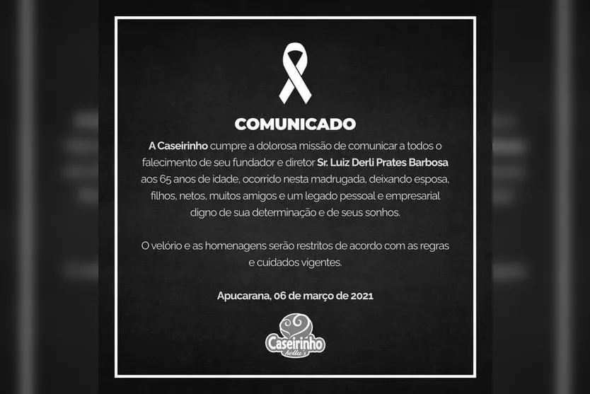 Empresário vítima da covid-19 será sepultado neste domingo