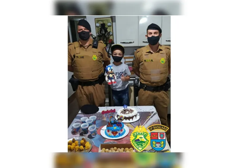 PM participa de aniversário de menino que sonha ser policial