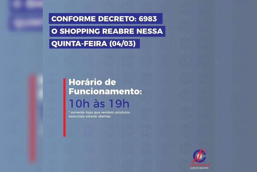 Shopping de Apucarana reabre nesta quinta-feira