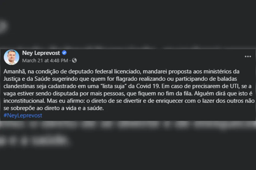 UTI: secretário propõe que "baladeiros" fiquem por último