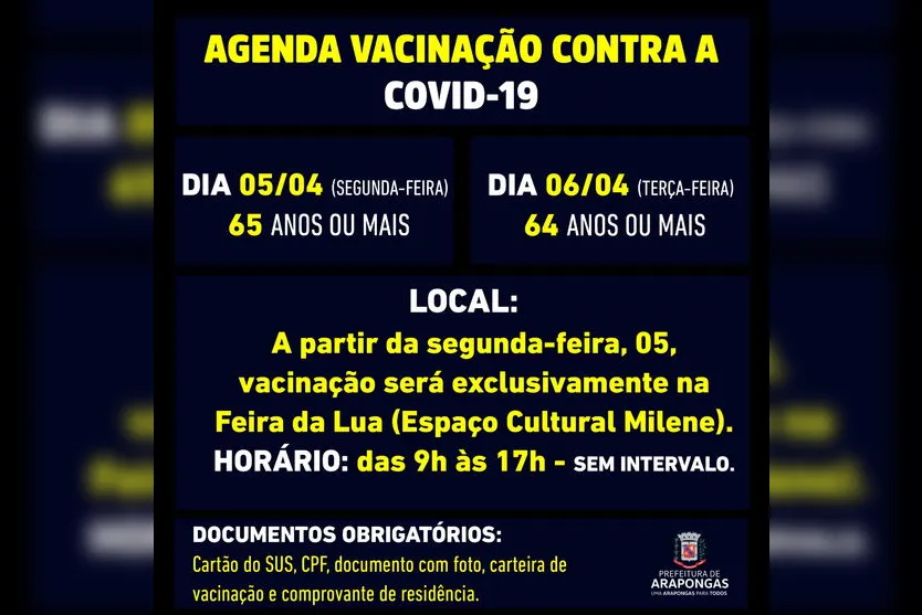 Vacinação contra Covid-19 passa acontecer na Feira da Lua