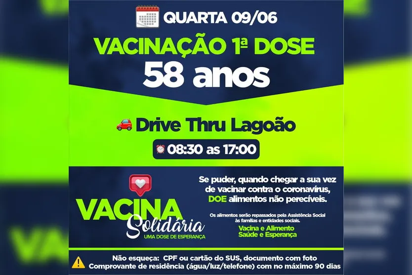 Apucarana vacina contra covid pessoas com 58 anos