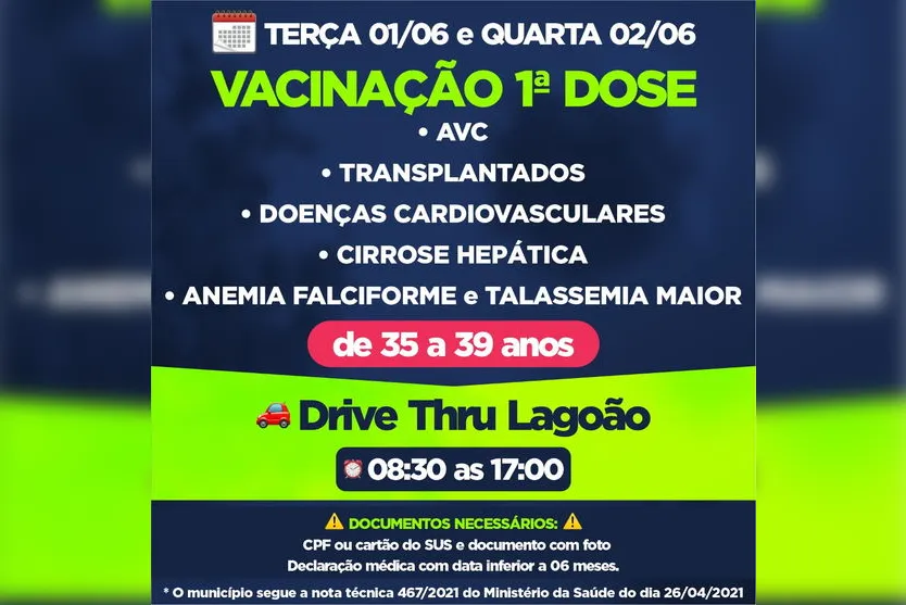 Apucarana vacina grupo de comorbidades entre 35 a 39 anos