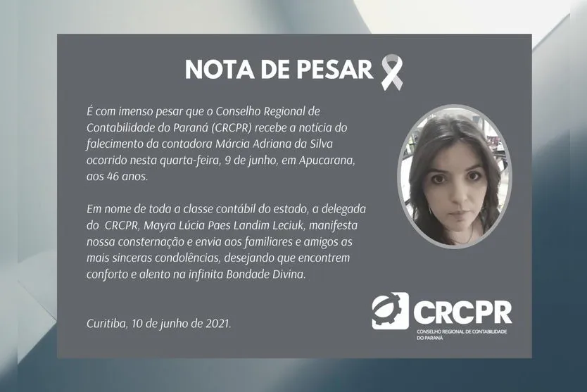 Conselho de Contabilidade lamenta morte de apucaranense