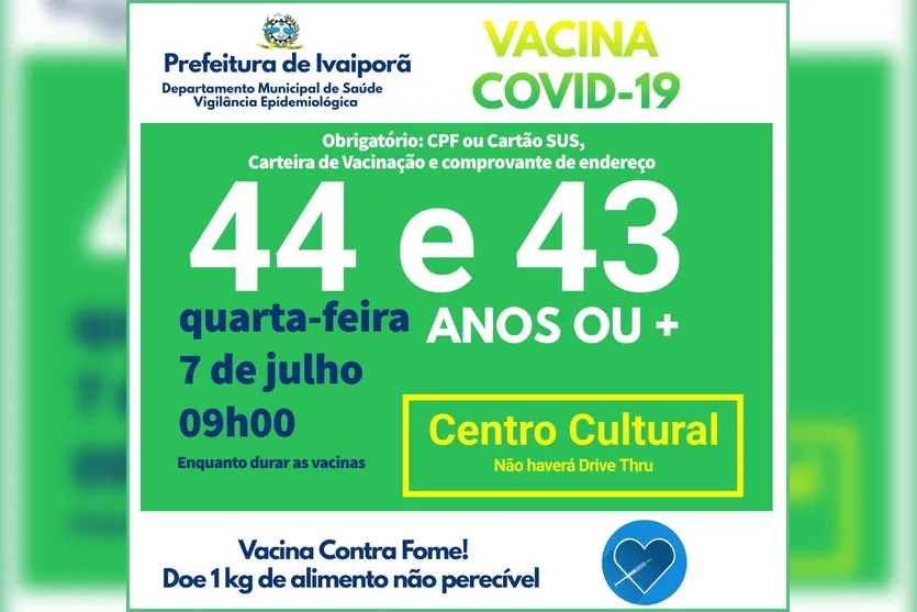 Covid: veja quem será vacinado nesta quarta em Ivaiporã