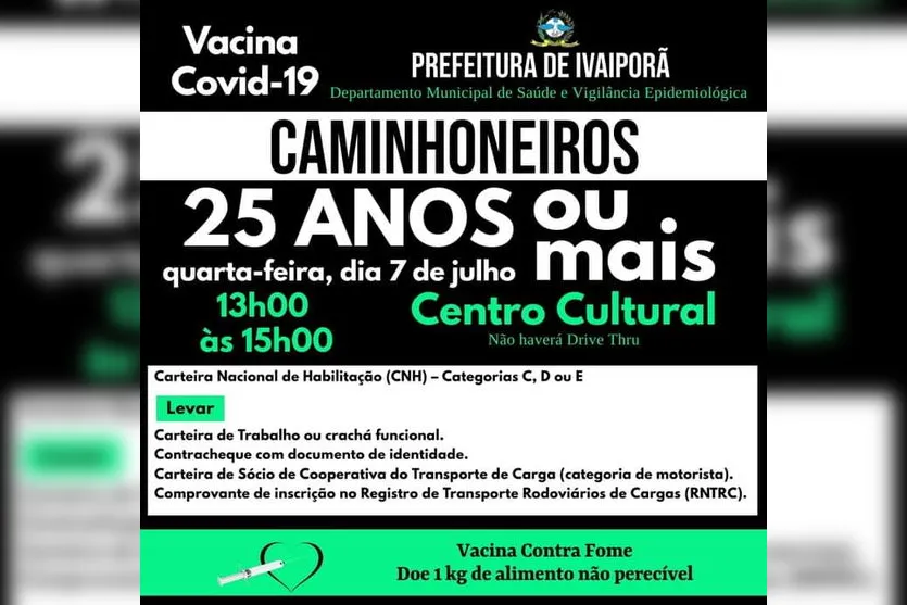 Covid: veja quem será vacinado nesta quarta em Ivaiporã