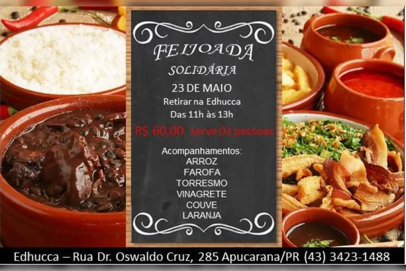Edhucca promove feijoada solidária em maio
