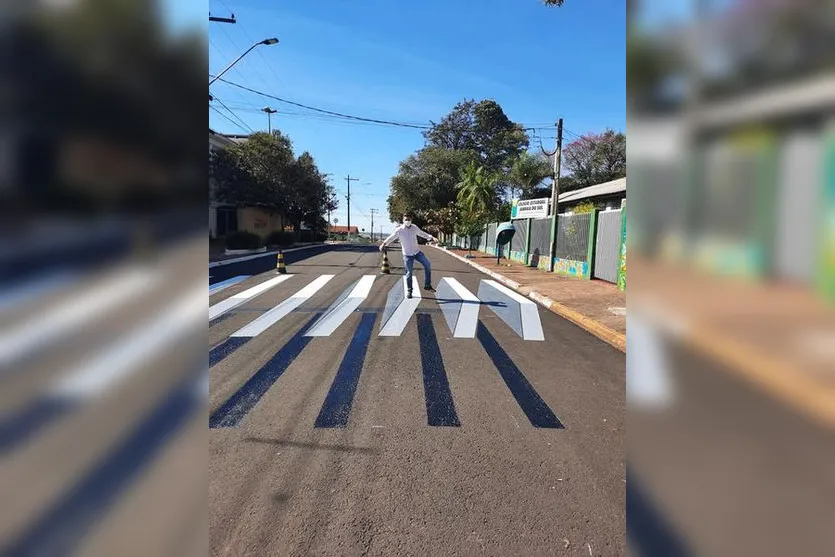Faixa de pedestres em 3D chama atenção no Paraná