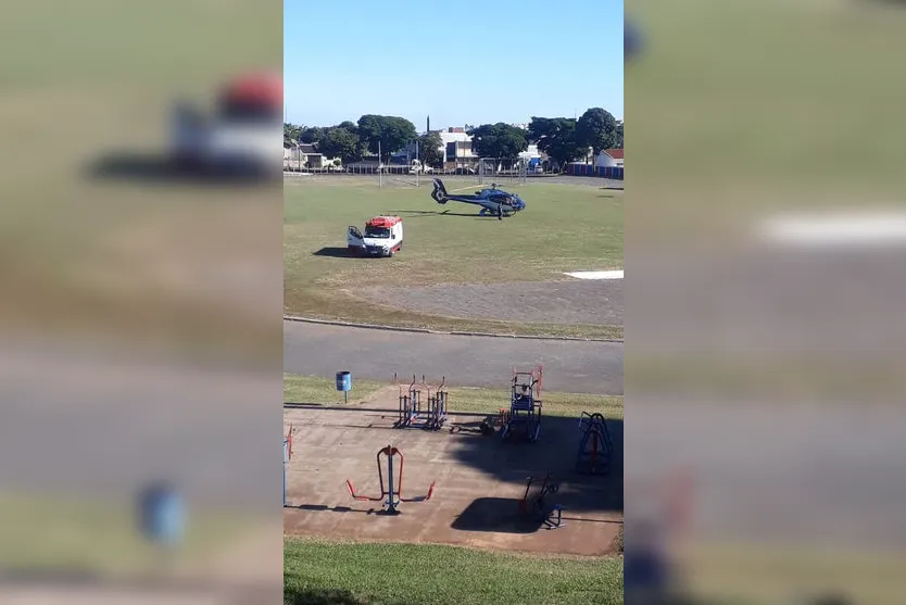 Homem é transferido de helicóptero após grave explosão