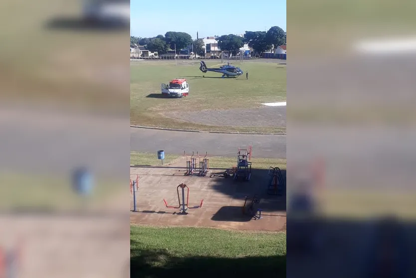 Homem é transferido de helicóptero após grave explosão