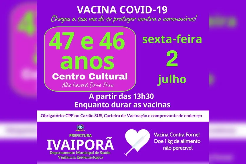 Ivaiporã segue com vacinação contra a covid nesta sexta (2)
