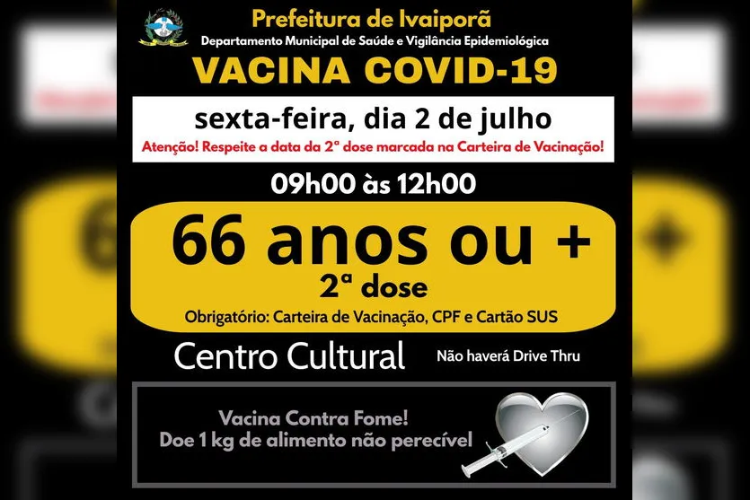 Ivaiporã segue com vacinação contra a covid nesta sexta (2)