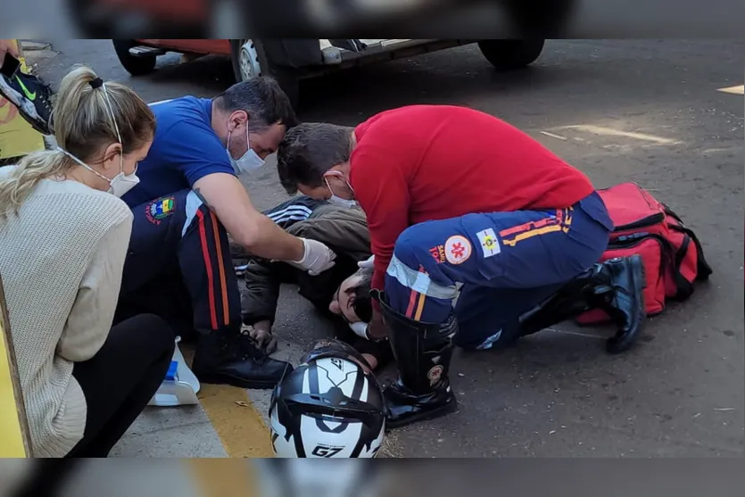Motociclista fica ferido após acidente em Apucarana; vídeo