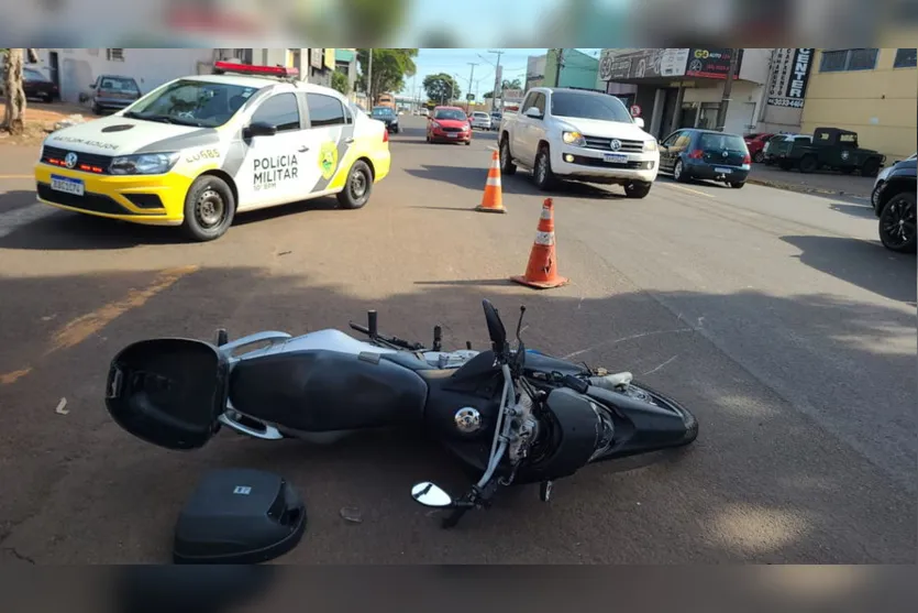 Motociclista sofre acidente na Avenida Pirapó em Apucarana