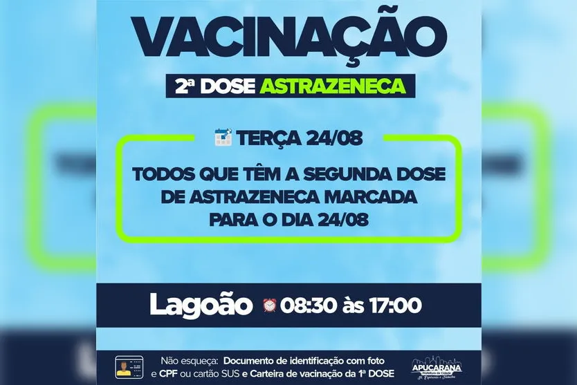 Apucarana anuncia repescagem da vacina e segunda dose