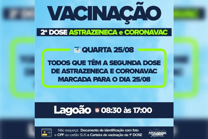 Apucarana anuncia repescagem da vacina e segunda dose