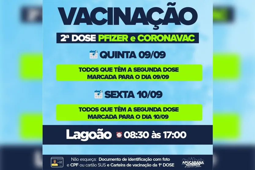 Apucarana aplica 2ª dose da Coronavac e Pfizer