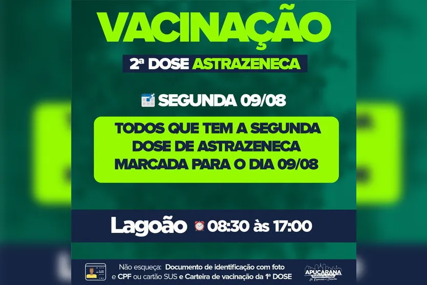 Apucarana vacina pessoas com 27 anos no sábado