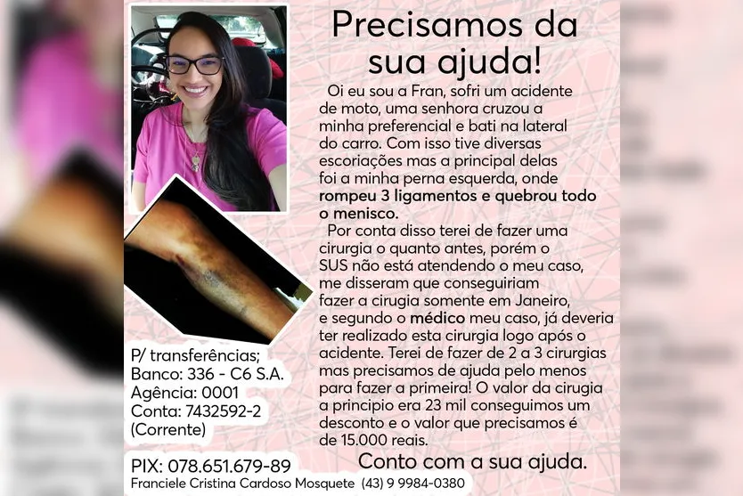 Família de Arapongas faz campanha para conseguir cirurgia