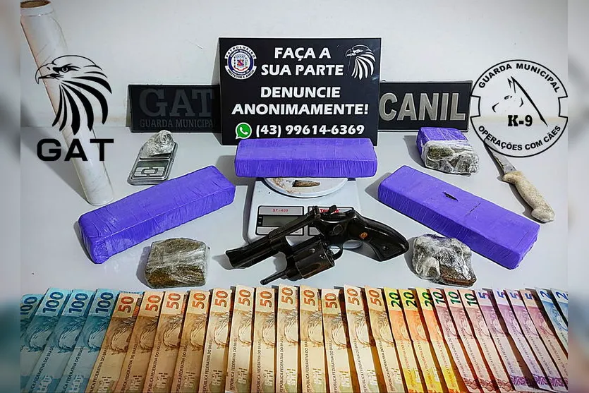 GAT apreende drogas e arma com apoio da cadela Dara